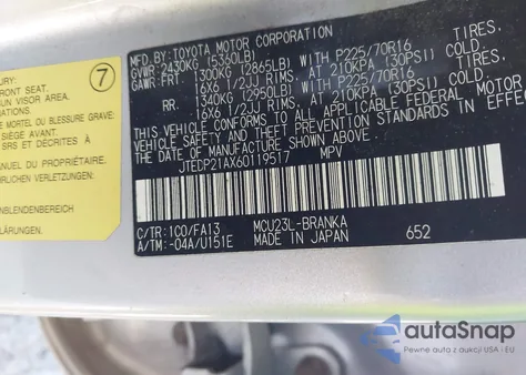 2006 Toyota Highlander V6 from USA, damaged, VIN JTEDP21AX60119517